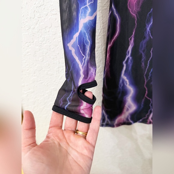 DOLLS KILL CURRENT MOOD MESH LIGHTNING LONG SLEEVE DRESS SIZE SMALL - Picture 2 of 9